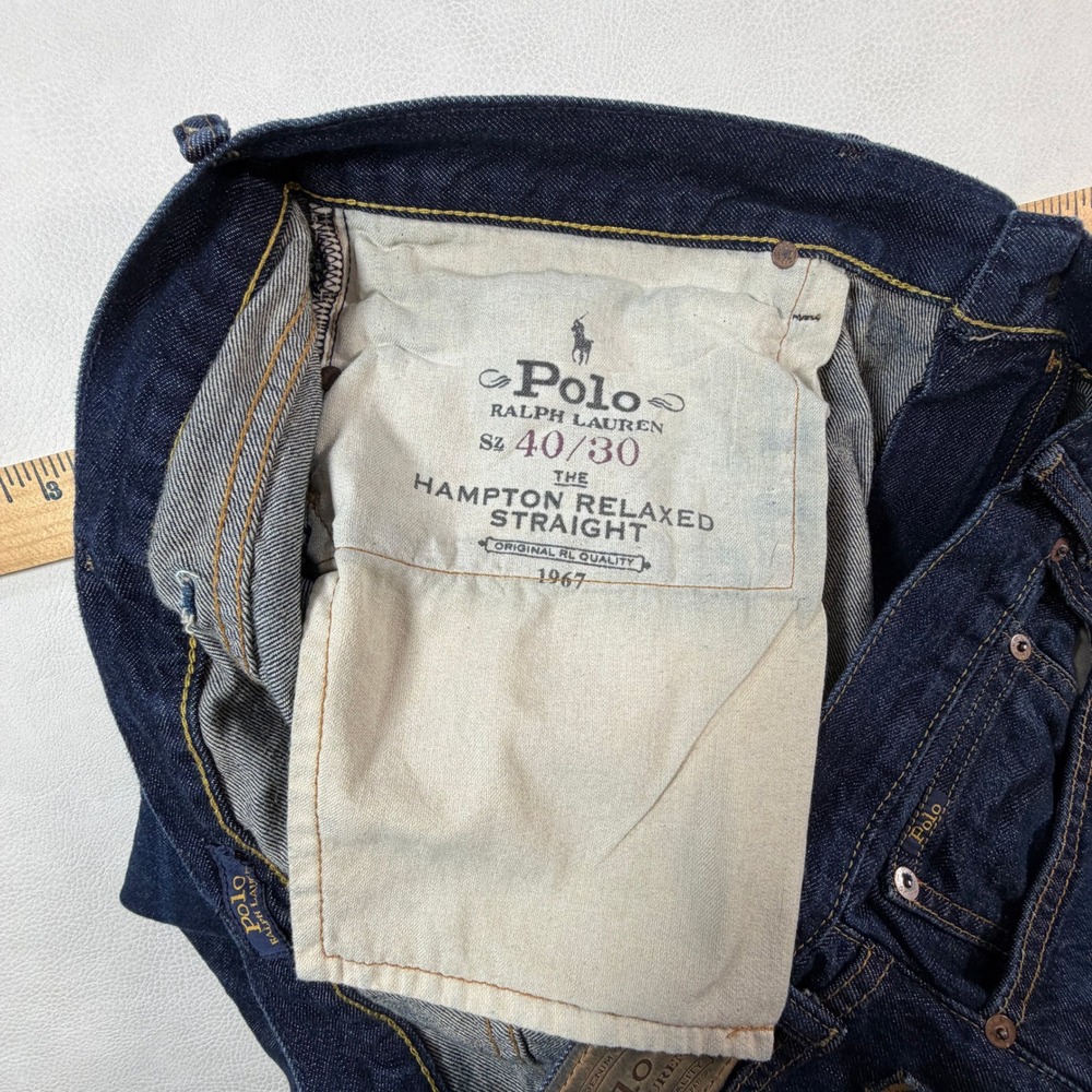 Polo Ralph Lauren Mens 40x30 Hampton Relaxed Straight Jeans Dark Indigo Denim - Picture 2 of 10